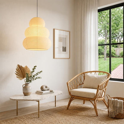 Akari 24N Washi Paper Triple-Tier Pendant Light