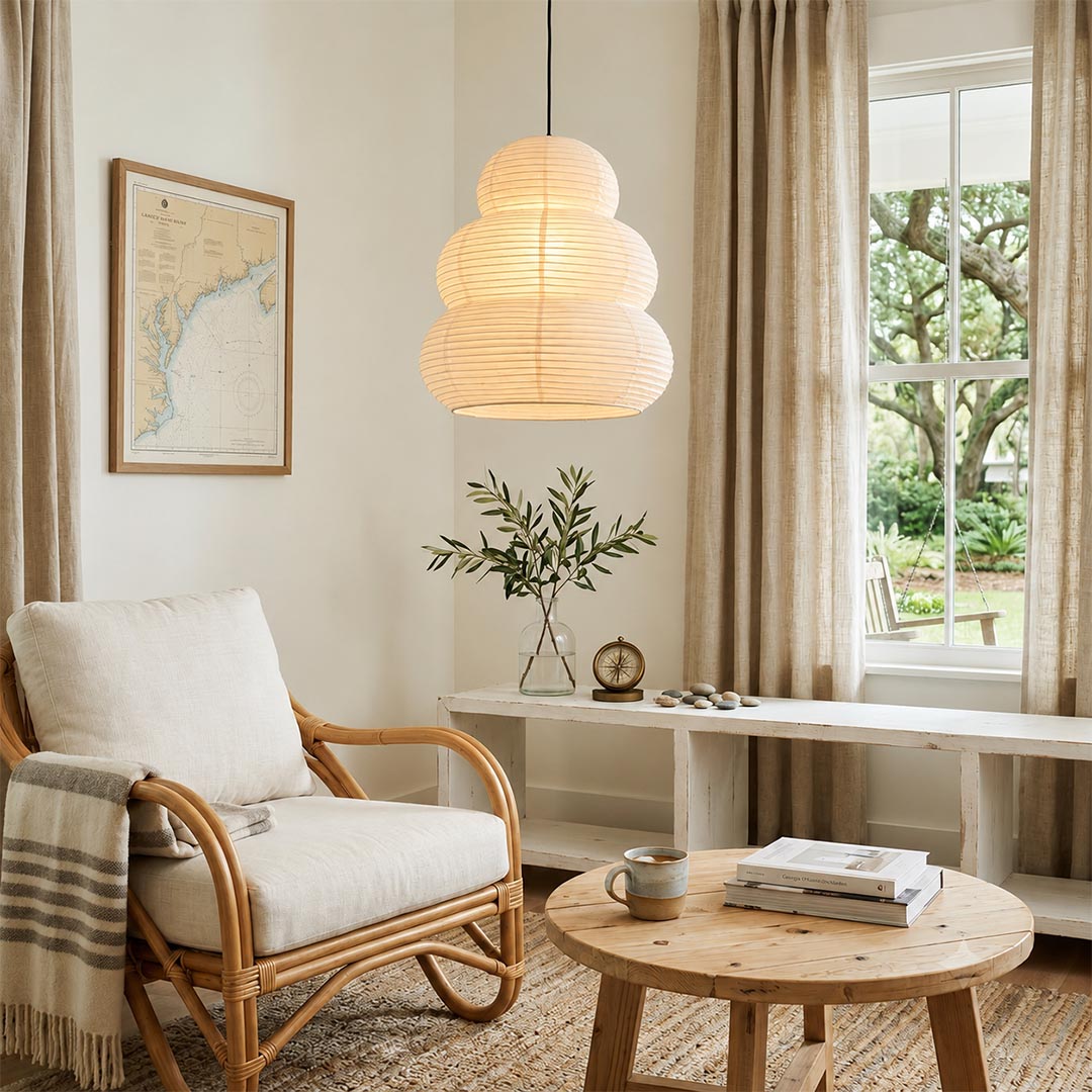 Akari 24N Washi Paper Triple-Tier Pendant Light