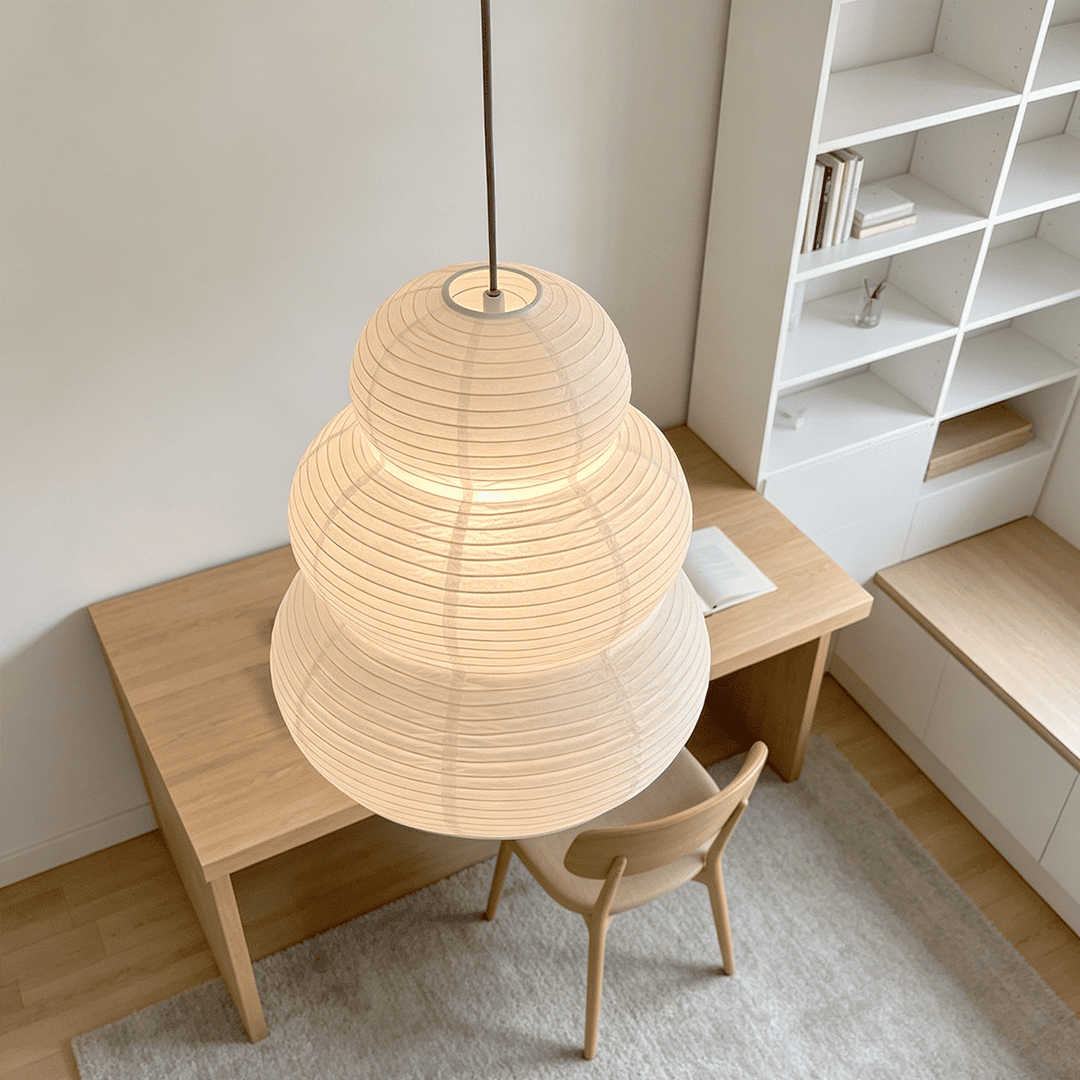 Akari 24N Washi Paper Triple-Tier Pendant Light