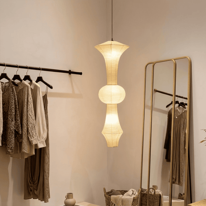 Akari E Series Washi Paper Tall Column Pendant Light