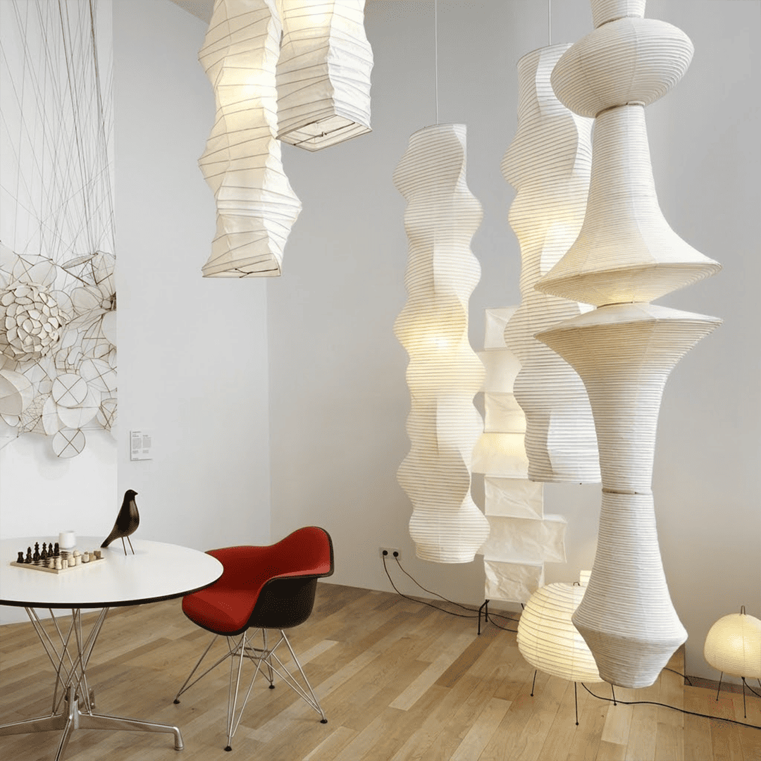 Akari E Series Washi Paper Tall Column Pendant Light