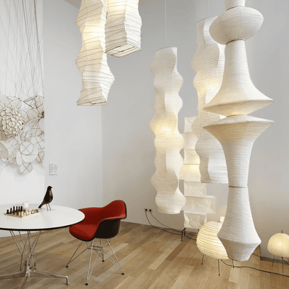 Akari E Series Washi Paper Tall Column Pendant Light