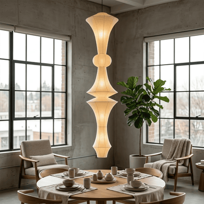 Akari E Series Washi Paper Tall Column Pendant Light