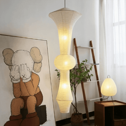 Akari E Series Washi Paper Tall Column Pendant Light