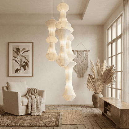 Akari E Series Washi Paper Tall Column Pendant Light