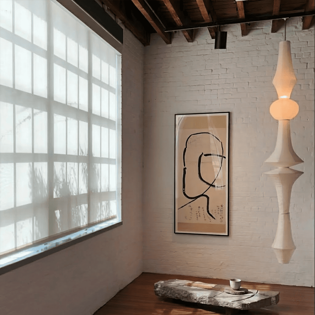 Akari E Series Washi Paper Tall Column Pendant Light