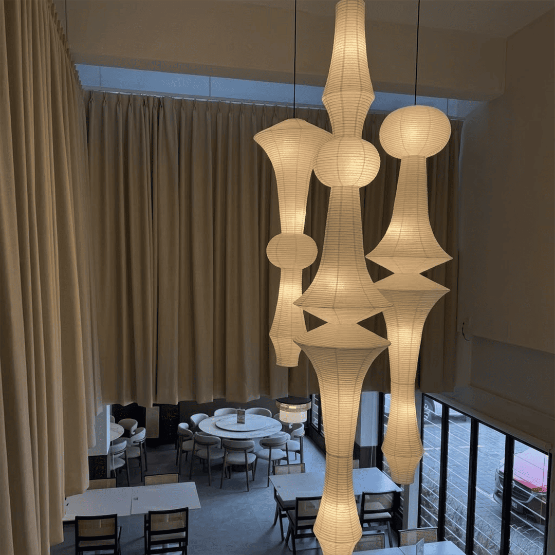 Akari E Series Washi Paper Tall Column Pendant Light