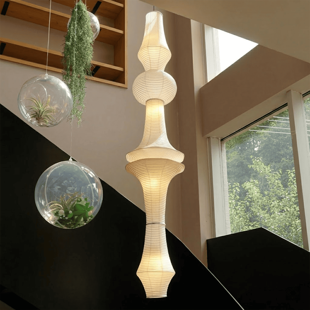 Akari E Series Washi Paper Tall Column Pendant Light