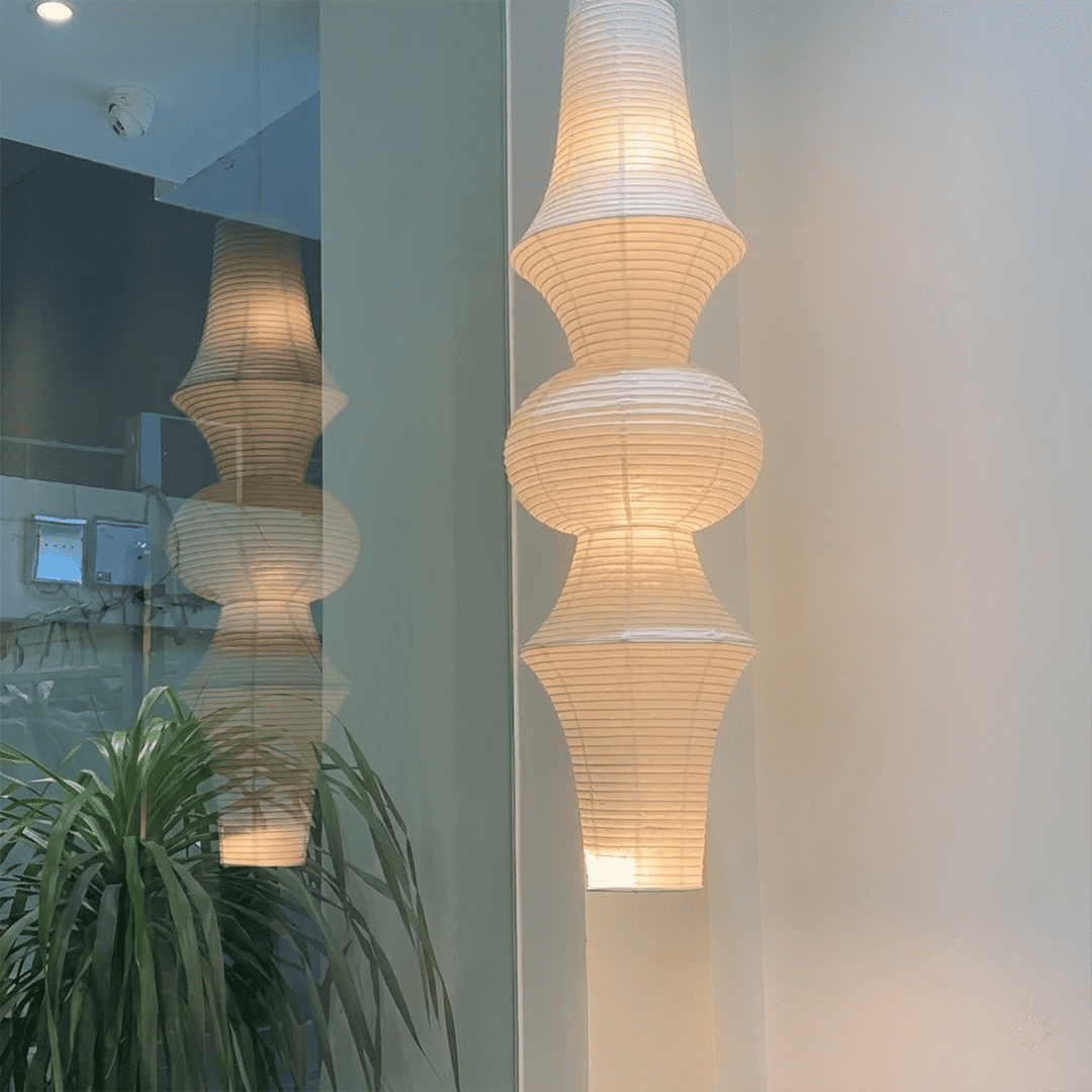Akari E Series Washi Paper Tall Column Pendant Light