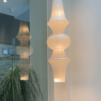Akari E Series Washi Paper Tall Column Pendant Light