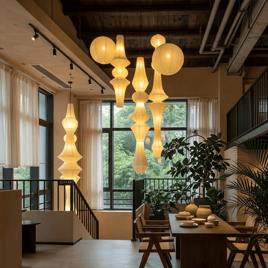 Akari E Series Washi Paper Tall Column Pendant Light