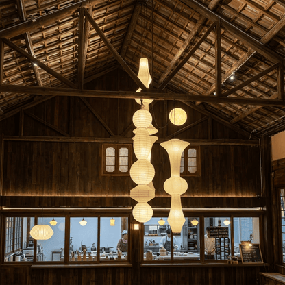 Akari E Series Washi Paper Tall Column Pendant Light