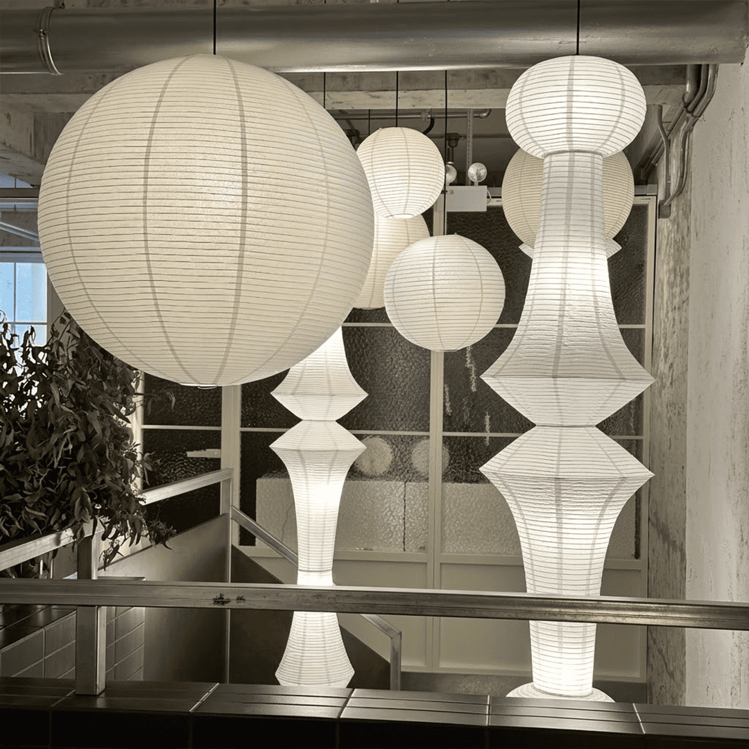 Akari E Series Washi Paper Tall Column Pendant Light