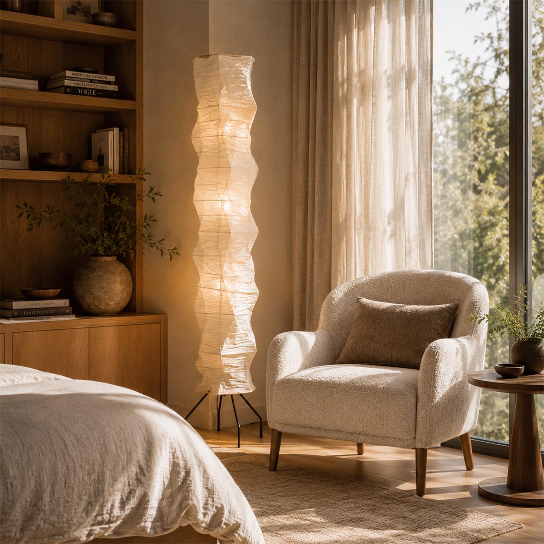 Akari UF4-33N Washi Paper Tall Floor Lamp