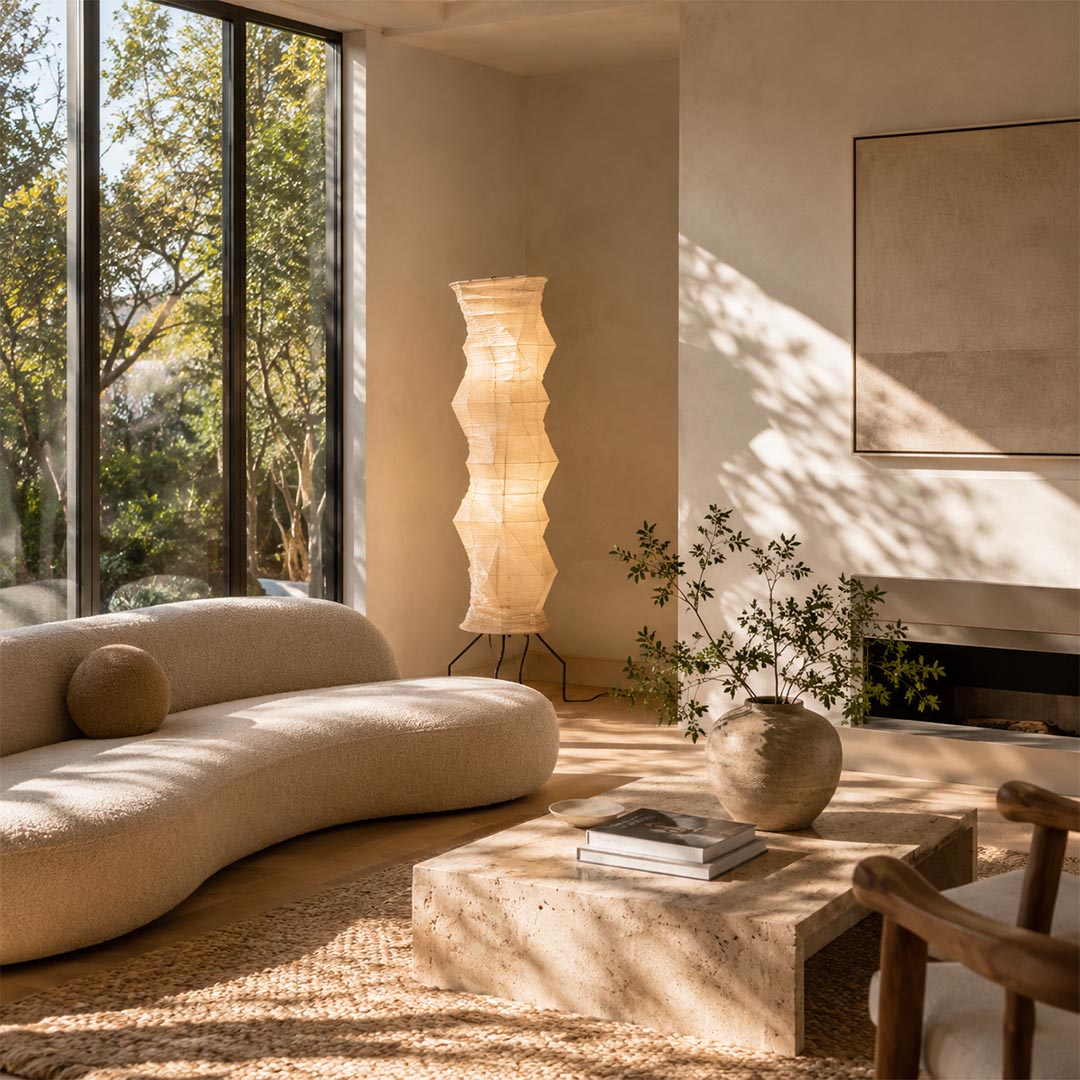 Akari UF4-33N Washi Paper Tall Floor Lamp