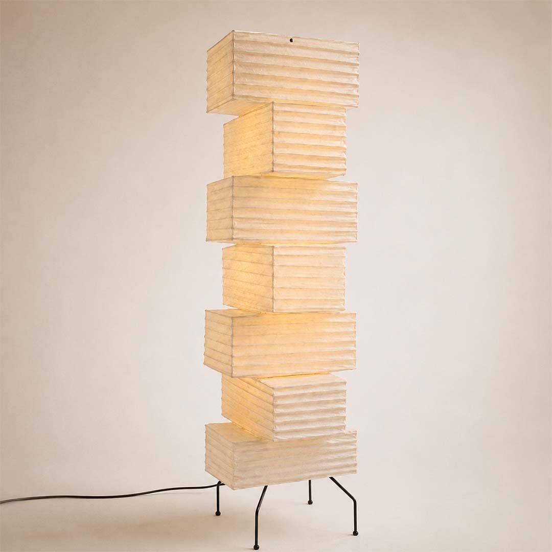 Akari UF4-L10 Washi Paper Stacked Tower Floor Lamp