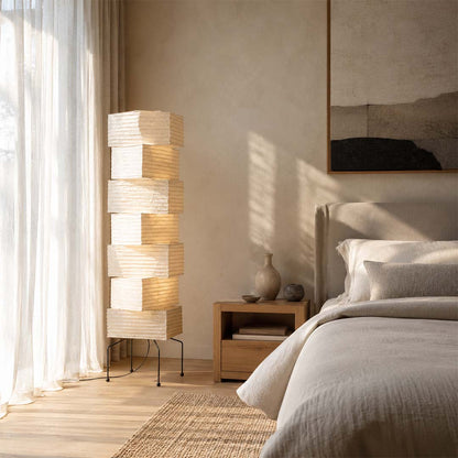 Akari UF4-L10 Washi Paper Stacked Tower Floor Lamp