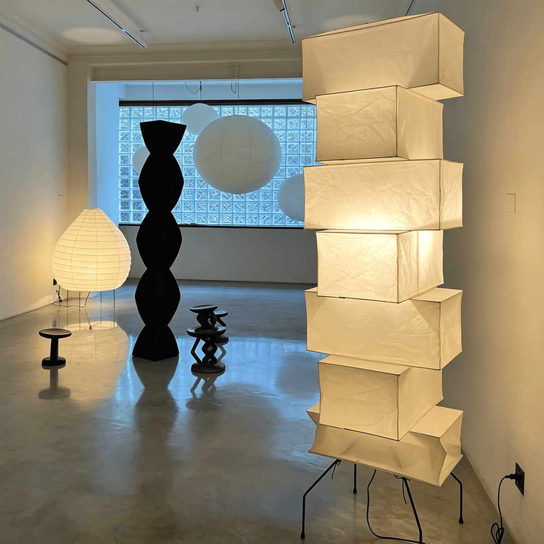 Akari UF4-L10 Washi Paper Stacked Tower Floor Lamp