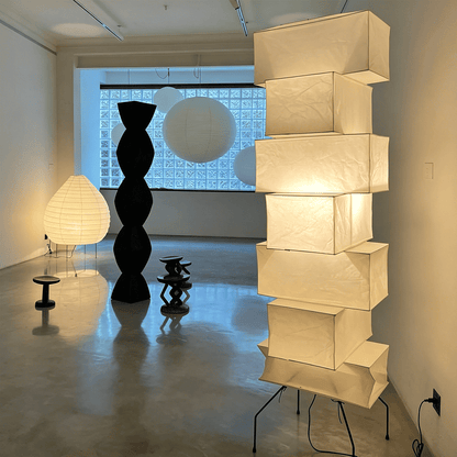 Akari UF4-L10 Washi Paper Stacked Tower Floor Lamp