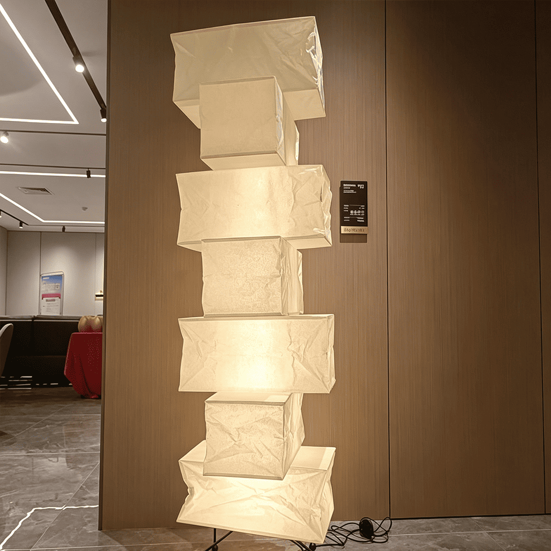 Akari UF4-L10 Washi Paper Stacked Tower Floor Lamp