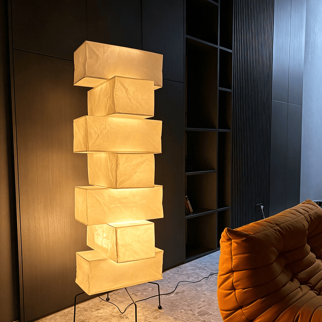 Akari UF4-L10 Washi Paper Stacked Tower Floor Lamp