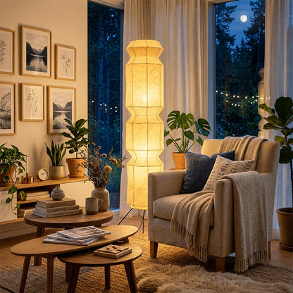 Akari UF4-L6 Washi Paper Tall Floor Lamp