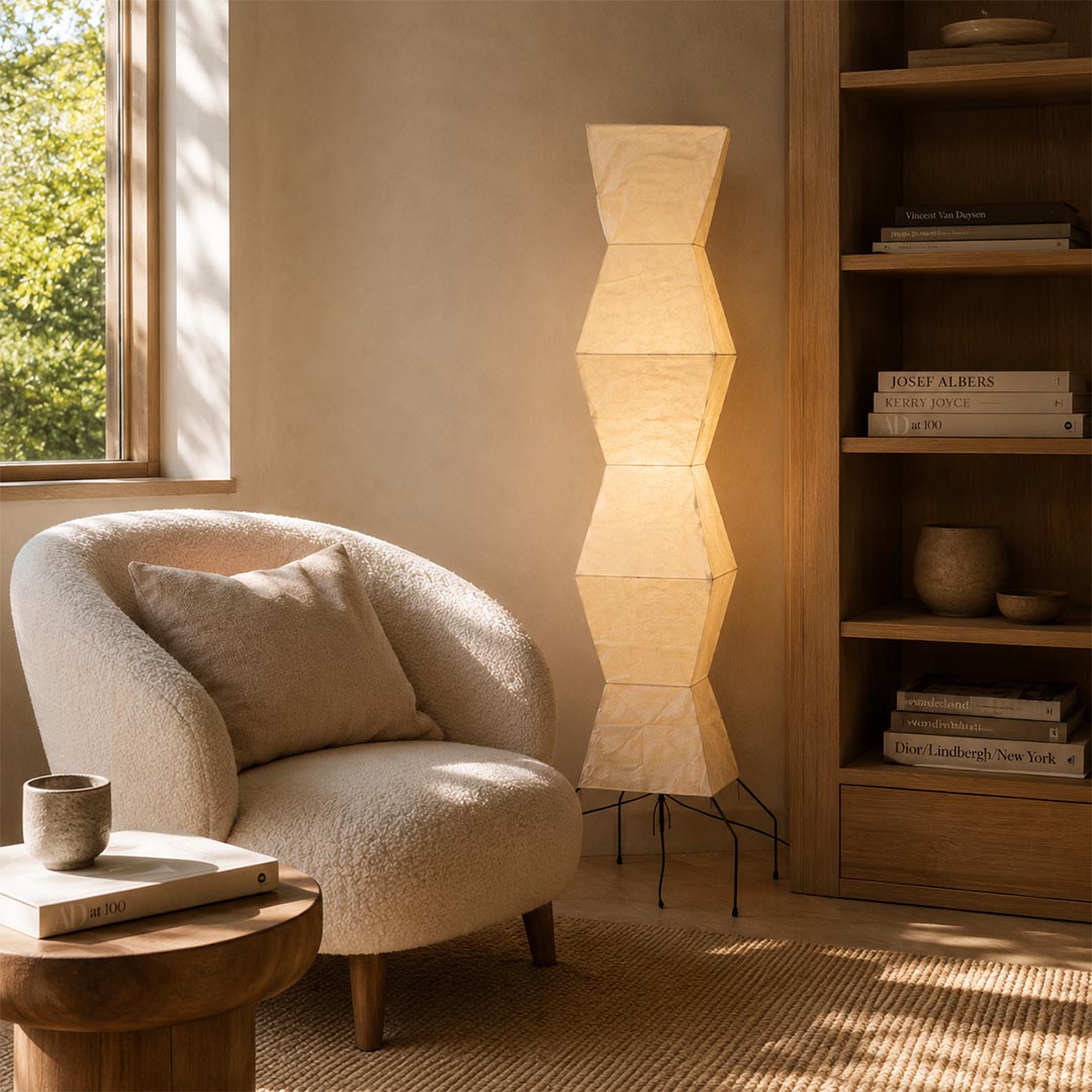 Akari UF4-L9 Washi Paper Tall Cocoon Floor Lamp