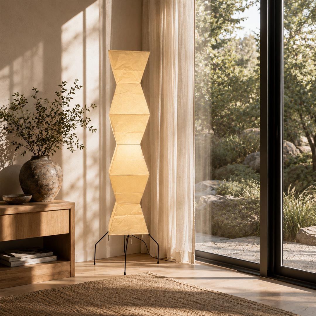 Akari UF4-L9 Washi Paper Tall Cocoon Floor Lamp