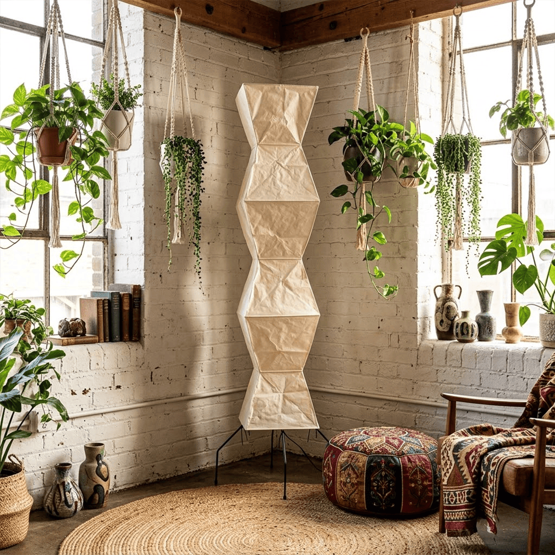 Akari UF4-L9 Washi Paper Tall Cocoon Floor Lamp