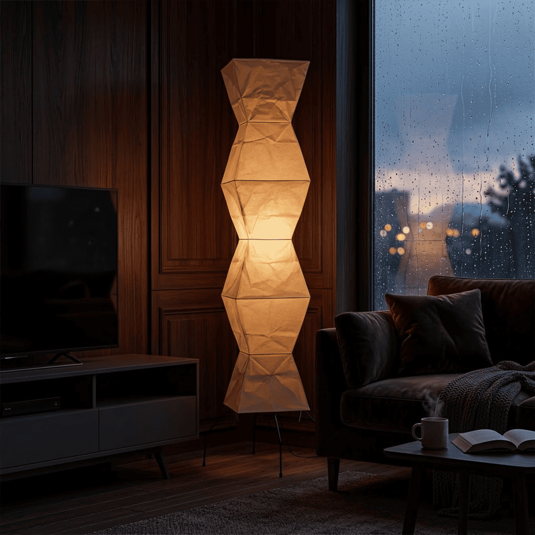 Akari UF4-L9 Washi Paper Tall Cocoon Floor Lamp