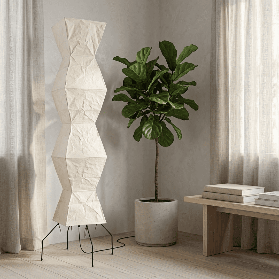 Akari UF4-L9 Washi Paper Tall Cocoon Floor Lamp
