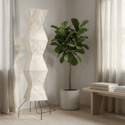Akari UF4-L9 Washi Paper Tall Cocoon Floor Lamp