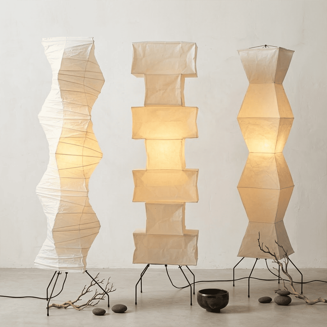 Akari UF4-L9 Washi Paper Tall Cocoon Floor Lamp