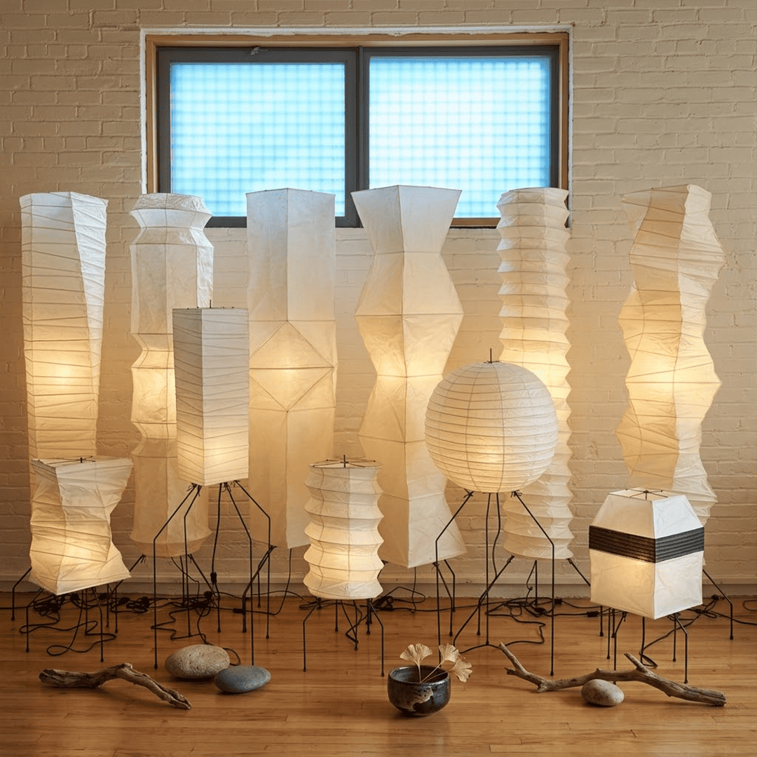 Akari UF4-L9 Washi Paper Tall Cocoon Floor Lamp