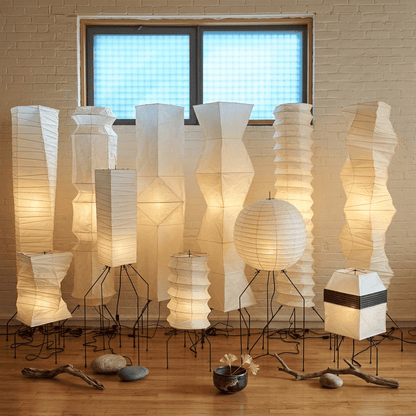 Akari UF4-L9 Washi Paper Tall Cocoon Floor Lamp