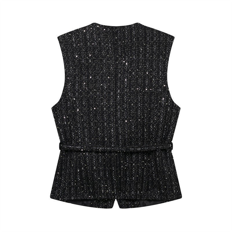 Casual Belted Slim Fit Vest