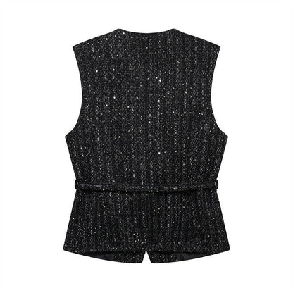 Casual Belted Slim Fit Vest