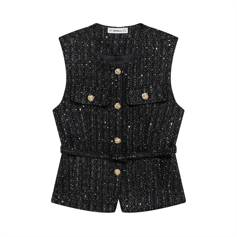 Casual Belted Slim Fit Vest
