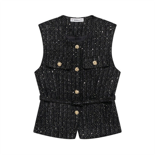 Casual Belted Slim Fit Vest