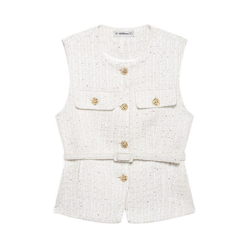 Casual Belted Slim Fit Vest