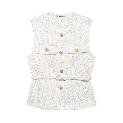 Casual Belted Slim Fit Vest