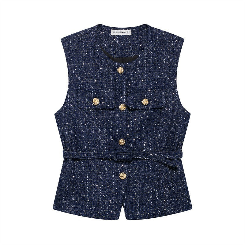 Casual Belted Slim Fit Vest