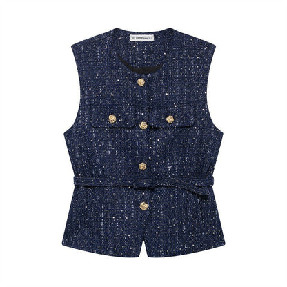 Casual Belted Slim Fit Vest
