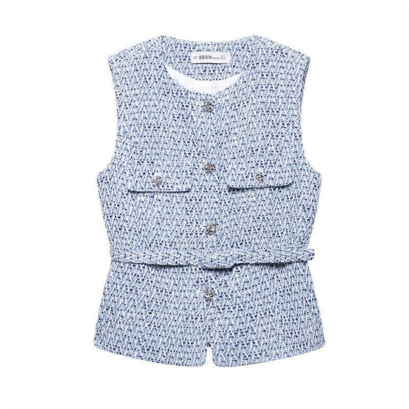 Casual Belted Slim Fit Vest