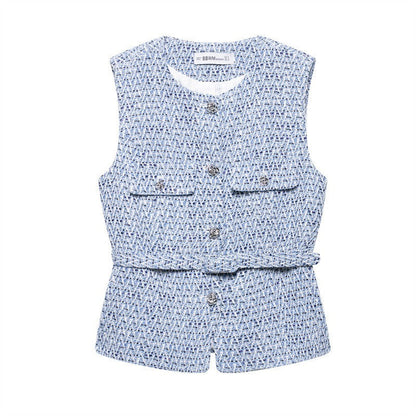 Casual Belted Slim Fit Vest