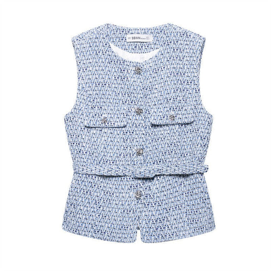 Casual Belted Slim Fit Vest