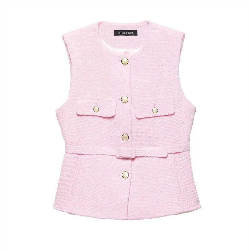 Casual Belted Slim Fit Vest