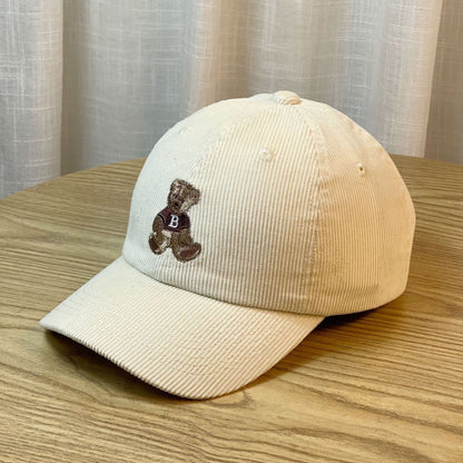 Corduroy Bear Embroidered Baseball Cap