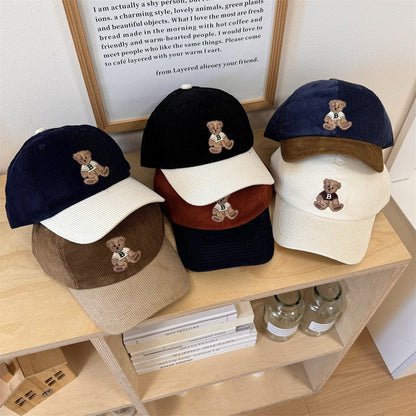Corduroy Bear Embroidered Baseball Cap