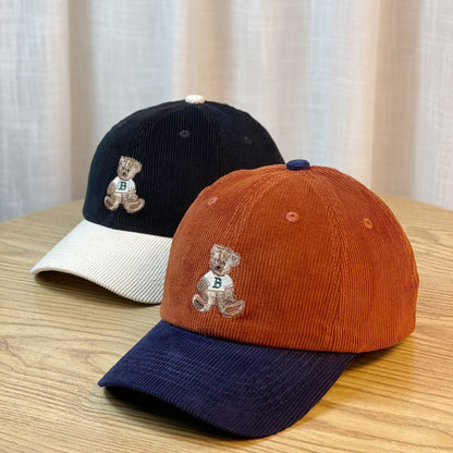 Corduroy Bear Embroidered Baseball Cap